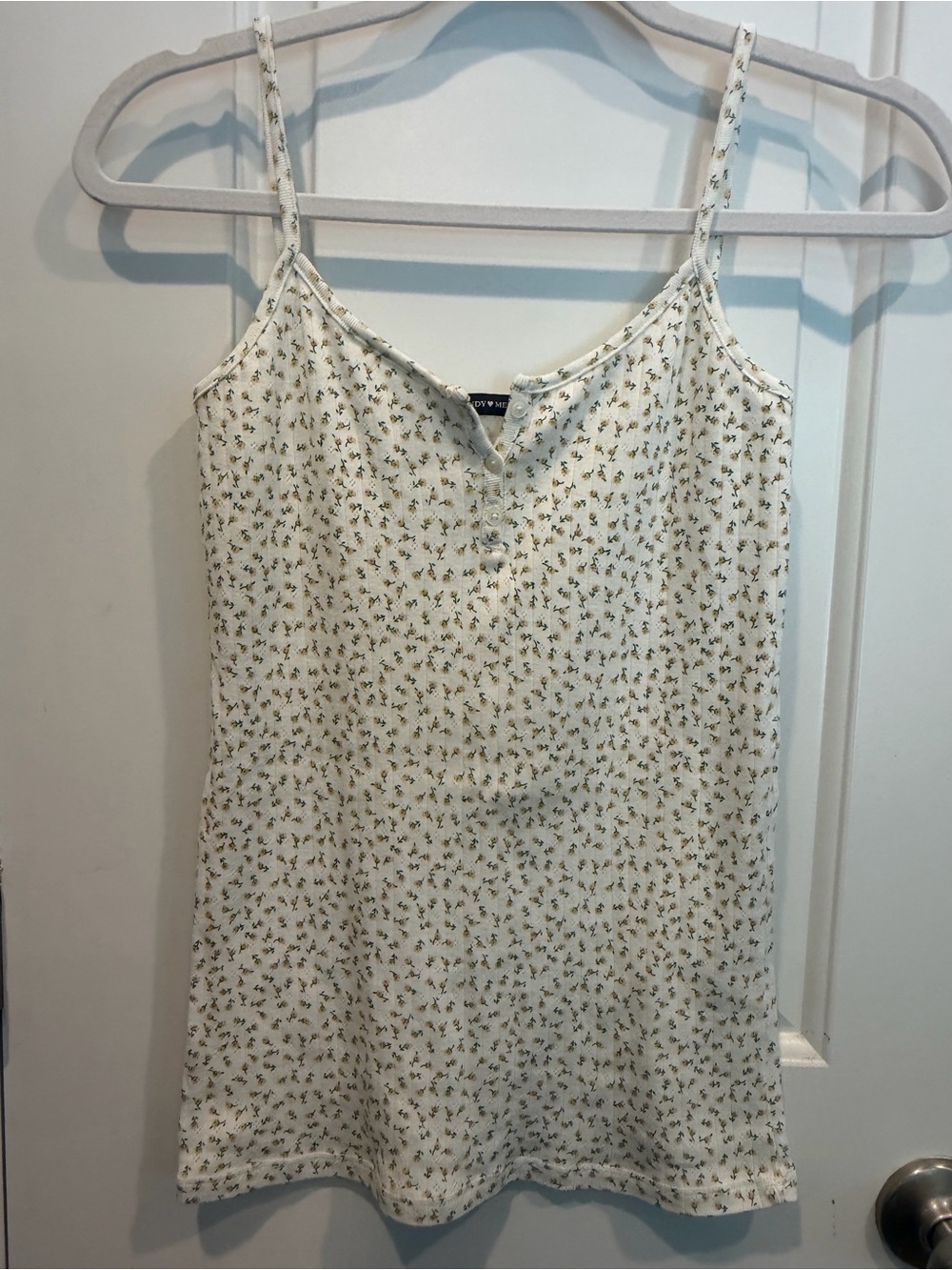 Brandy Melville Cream Floral Spaghetti Strap Cami